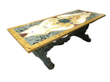 Load image into Gallery viewer, Antique Marble Inlay Coffee Table With Cast Iron Base
