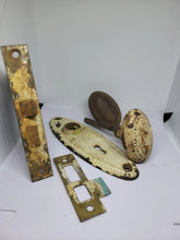Load image into Gallery viewer, Vintage Oval Beaded-Edge Door Knob Set, Reclaimed Hardware (EFO)
