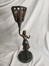Load image into Gallery viewer, Antiques A brass statue of a prominent woman carrying a lamp candle home decor !
