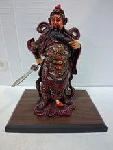 Load image into Gallery viewer, Guan Yu Guan Gong Kuan Kung God of Wealth &amp; War Resin Statue Figurine W Base 10"
