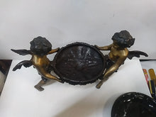 Load image into Gallery viewer, Vintage French Bronze Double Cherub Centerpiece With Black Marble Bowl
