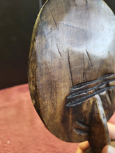 Load image into Gallery viewer, Vintage African Ashanti Hand Carved Wood Seated Figurine w/ Brass Beaded
