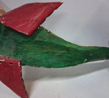 Load image into Gallery viewer, Vintage Unique Mexican Folk Art Mermaid Hand Carved Painted Wood Wall Art 38”
