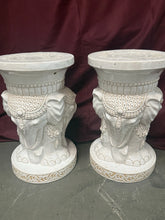 Load image into Gallery viewer, Pair of Vintage White Elephant Ceramic Garden Stool / Planter 21”H 13”D
