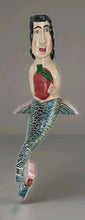 Load image into Gallery viewer, Vintage Unique Mexican Folk Art Mermaid Hand Carved Painted Wood Wall Art 38”
