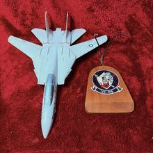Load image into Gallery viewer, RARE VF-24 F-14 Tomcat Wooden Model 16” Wingspan Navy Jet w/ Base Movable Wings
