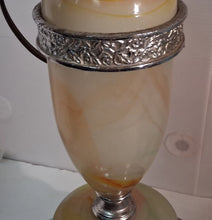 Load image into Gallery viewer, VTG Art Deco Chrome Slag Glass Ashtray Smoking Stand/Table Electric Lighter Lamp
