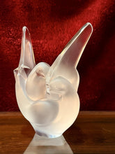 Load image into Gallery viewer, Cristal Lalique France Flower Frog Frosted Dove 8.25” Signed Frosted Crystal

