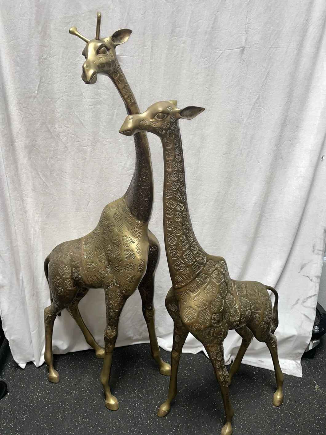 Share Large pair of vintage elegant statuesque brass Giraffe statues 1970’s!!