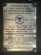 Load image into Gallery viewer, 1948 MSA Chemox Oxygen Generating Canister – Bureau of Mines Approval No. 1307
