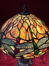 Load image into Gallery viewer, Unique Designed Tiffany Style Dragonfly, Motif Table Lamp Stained Glass
