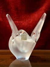 Load image into Gallery viewer, Cristal Lalique France Flower Frog Frosted Dove 8.25” Signed Frosted Crystal

