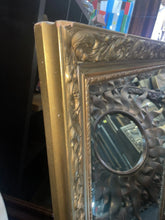 Load image into Gallery viewer, #42 Vintage Wood Framed Ornate Gold Beveled Mirror 48” x 36”
