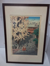 Load image into Gallery viewer, VTG WOODBLOCK PRINT Kamakura Tsurugaoka Hachiman Shrine SHIRO KASAMATSU JAPANESE
