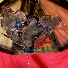 Load image into Gallery viewer, TOM GREENE Hexagonal MCM Brutalist Green Amber Slag Glass Swag Pendant Light
