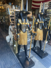 Load image into Gallery viewer, Pair Of Black &amp; Gold Egyptian God Anubis 6 foot Statues
