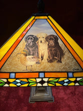 Load image into Gallery viewer, Beautiful Danbury Mint Signed Labrador Retriever Stained Glass Lamp
