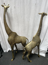 Load image into Gallery viewer, Share Large pair of vintage elegant statuesque brass Giraffe statues 1970’s!!
