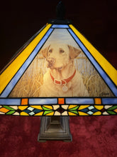 Load image into Gallery viewer, Beautiful Danbury Mint Signed Labrador Retriever Stained Glass Lamp
