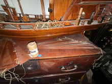 Load image into Gallery viewer, Large Vintage Handcrafted Wooden Chinese Junk Vessel Boat Ship Circa 1950's 50”
