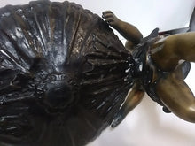Load image into Gallery viewer, Vintage French Bronze Double Cherub Centerpiece With Black Marble Bowl
