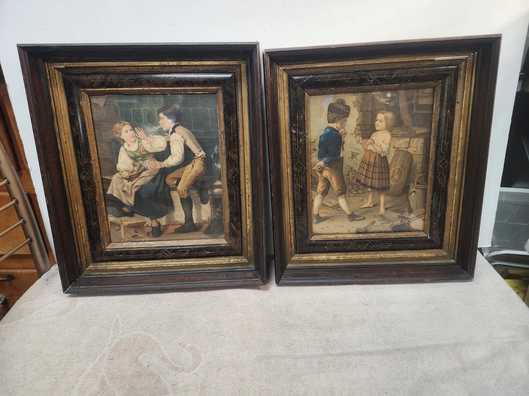 Antique Pair Of F.G. Gilman Framed Paintings 1850-1899