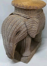 Load image into Gallery viewer, Vintage 20” Rattan Wicker Elephant Plant Stand Side End Table
