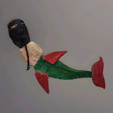 Load image into Gallery viewer, Vintage Unique Mexican Folk Art Mermaid Hand Carved Painted Wood Wall Art 38”
