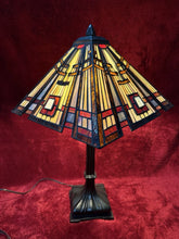 Load image into Gallery viewer, Unique Designed Tiffany Style Mission Style Table Lamp Stained Glass 29”
