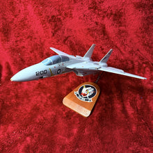 Load image into Gallery viewer, RARE VF-24 F-14 Tomcat Wooden Model 16” Wingspan Navy Jet w/ Base Movable Wings
