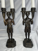 Load image into Gallery viewer, Pair of Vintage Bronze Finished Soldiers Candle Holders
