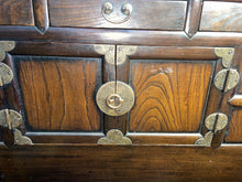 Load image into Gallery viewer, Vintage Elmwood Korean Storage Chest Cabinet With Brass Accents
