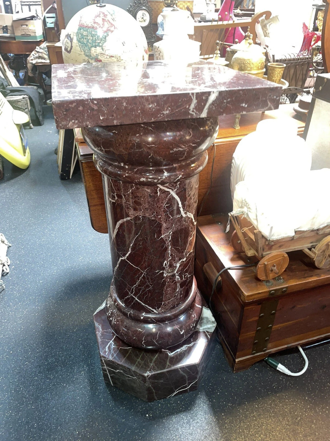 Vintage French Red Marble Pedestal RARE Exquisite 40” Tall
