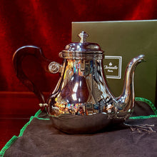 Load image into Gallery viewer, Christofle Paris Bagatelle Silver Plated Teapot 8 Cup Rosewood Handle w/ OG Box
