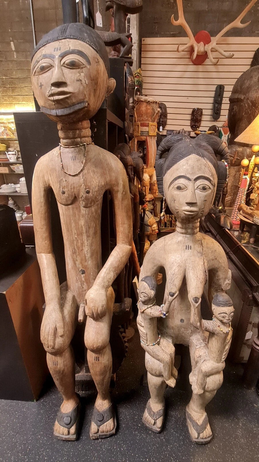 1950’s Large Oceanic Full Size New Guinea Wooden Sepik Ancestors Statues