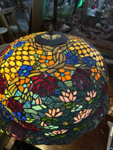 Load image into Gallery viewer, Vintage Large Tiffany Style Table Lamp Stained Glass W/Lighted Base 32” T 22” W
