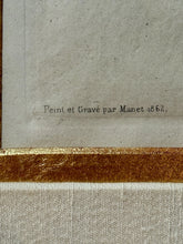 Load image into Gallery viewer, Vintage Framed Édouard Manet Baudelaire Profile Hat Etching Print 1862 A Salmon
