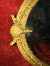 Load image into Gallery viewer, #266 Vintage Gold Metal Framed Beveled Oval Mirror 31“ X 18“
