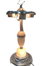 Load image into Gallery viewer, VTG Art Deco Chrome Slag Glass Ashtray Smoking Stand/Table Electric Lighter Lamp
