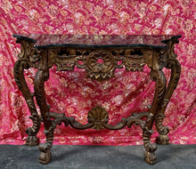 Load image into Gallery viewer, Antique Rococo Style Carved Giltwood 52” Console Table w/ Removable Marble Top
