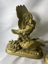 Load image into Gallery viewer, Vintage Pair Of Large Metal Replica Bird Sculptures by Alphonse Arson 14”
