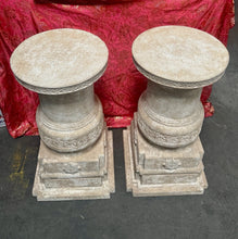 Load image into Gallery viewer, Pair of Large Heavy Vintage Drum Band Plaster Pedestals Column Bases, 40” H
