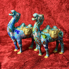Load image into Gallery viewer, Beautiful Matching Antique Pair of Chinese Cloisonné Camel Statues
