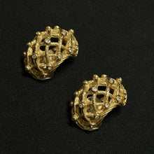 Load image into Gallery viewer, Vintage Christian Dior Gold Tone Rhinestone Clip On Earrings Signed Chr Dior
