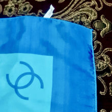 Load image into Gallery viewer, Vintage CHANEL 100% Silk Scarf Glossy Ocean Blue 38”x38” Square w/ Original Bag

