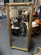 Load image into Gallery viewer, #128 Ornate Art Deco Style Vintage wood Framed Gold Mirror 57 1/2“ X 27“
