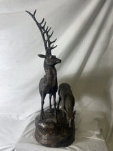 Load image into Gallery viewer, Vintage Jules Moigniez (French, 1835-1894) Large Bronze Sculpture Deer Stag Pair

