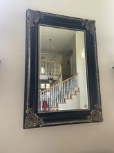 Load image into Gallery viewer, Extra Large Ornate Black &amp; Gold Rectangular Beveled Mirror 65” X 45”
