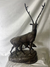 Load image into Gallery viewer, Vintage Jules Moigniez (French, 1835-1894) Large Bronze Sculpture Deer Stag Pair
