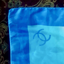 Load image into Gallery viewer, Vintage CHANEL 100% Silk Scarf Glossy Ocean Blue 38”x38” Square w/ Original Bag
